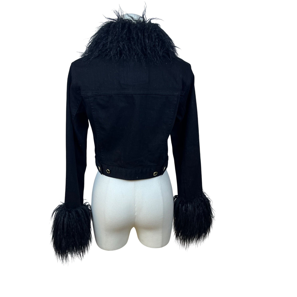 Michael Kors Womens Black Cotton Jean Jacket Bold Button Details Sz XS