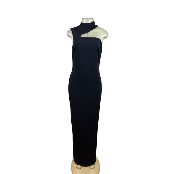 Ralph Lauren Sleeveless Halter Black Maxi Dress Womens Elegant Formal Sz 6