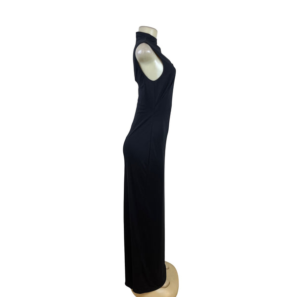Ralph Lauren Sleeveless Halter Black Maxi Dress Womens Elegant Formal Sz 6