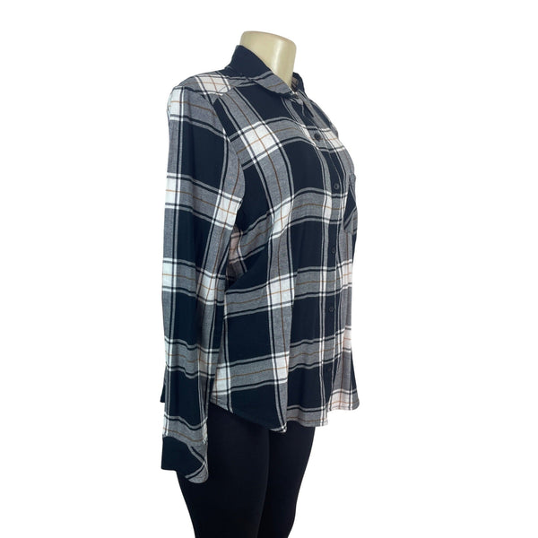 BP. Womens Black & White Plaid Button-Up Shirt Long Sleeve Size S- New