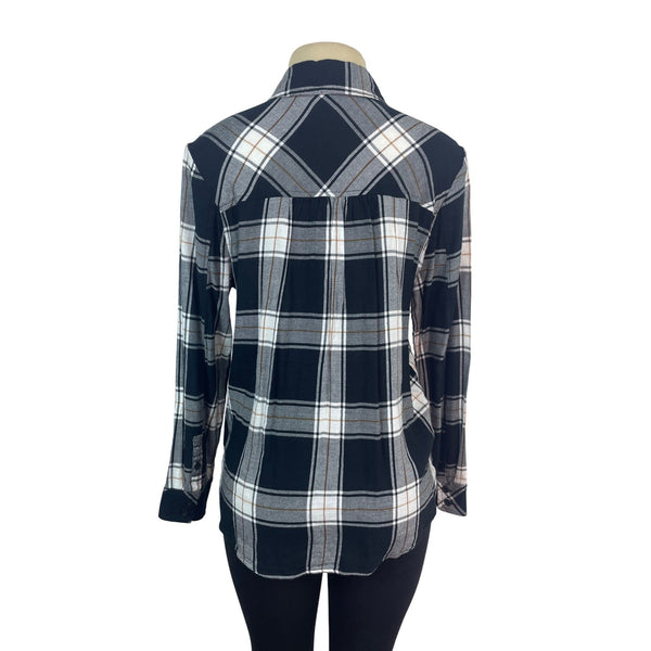 BP. Womens Black & White Plaid Button-Up Shirt Long Sleeve Size S- New
