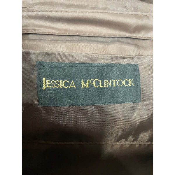 Jessica Mcclintock Womens Brown Satin Embossed Leaf Clutch Shoulder Bag Chain Strap