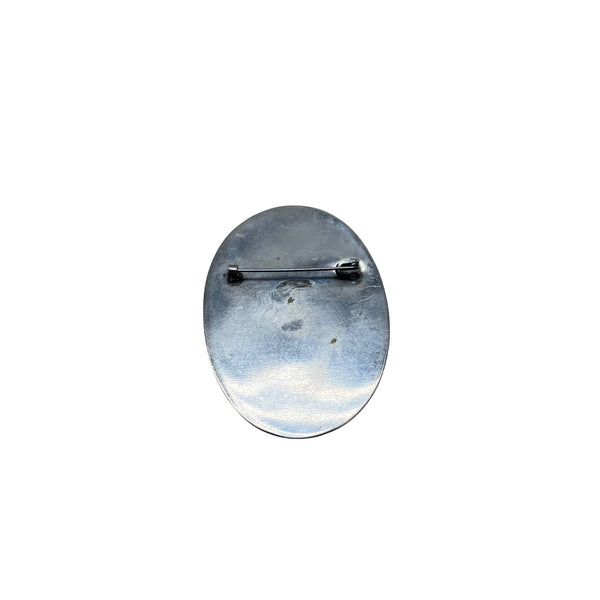 Hand-Painted Oval Scene Brooch Pin