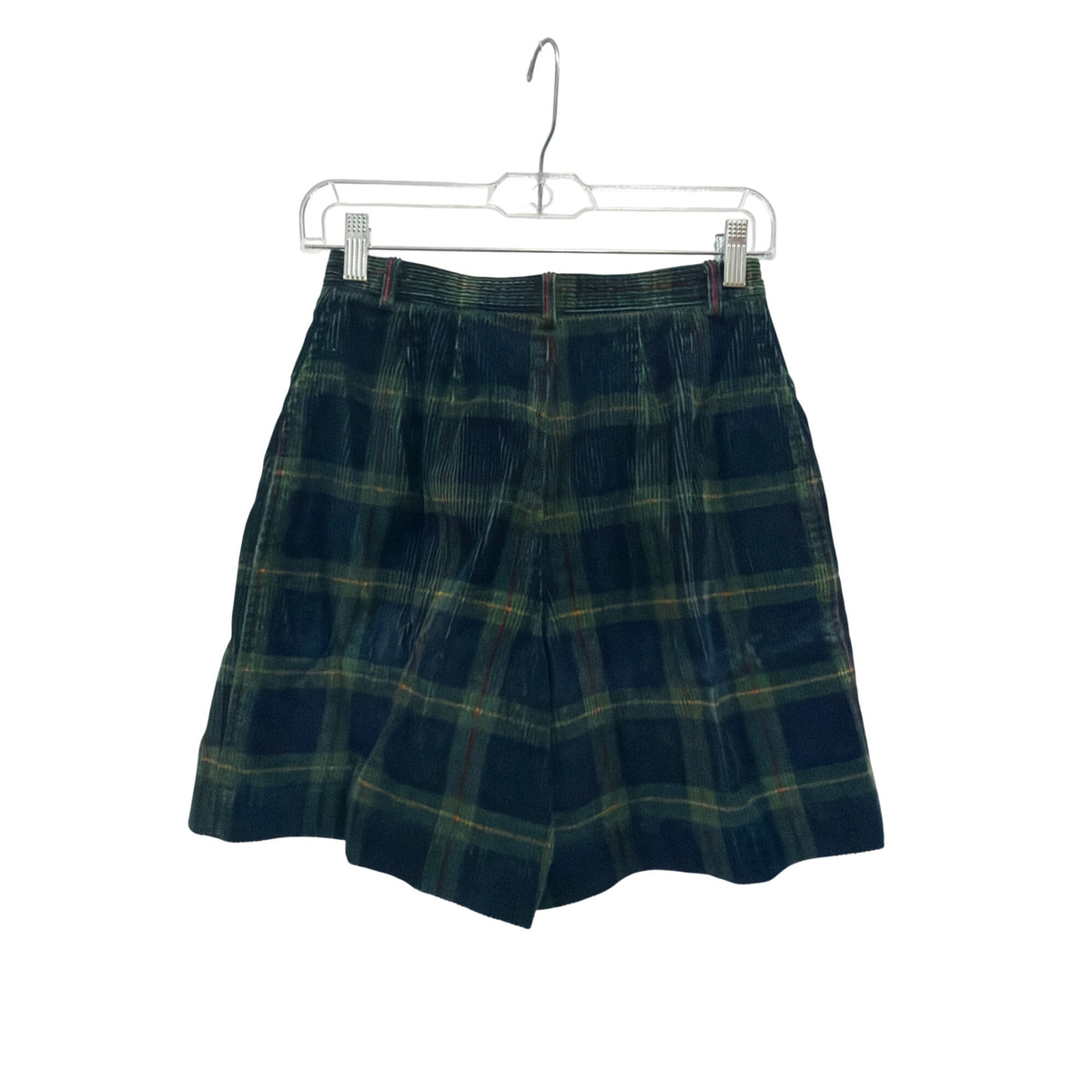 LizSport Petite Green Blue Plaid 100% Cotton Womens Shorts Size 4 Casual Checkered