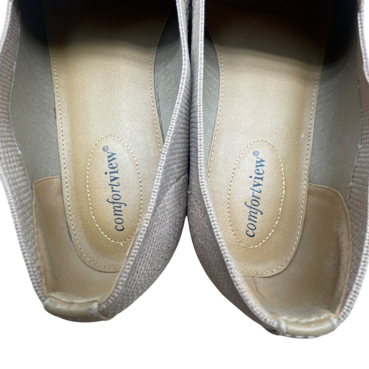 Comfort View Womens Tan Beige Slip-On Tessa Casual Flats Shoes Size 9.5W