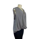 Rag & Bone Womens Black & White Striped Silk Sleeveless Wrap Blouse Sz XL - New