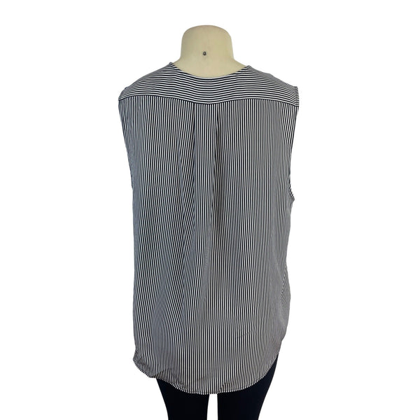 Rag & Bone Womens Black & White Striped Silk Sleeveless Wrap Blouse Sz XL - New