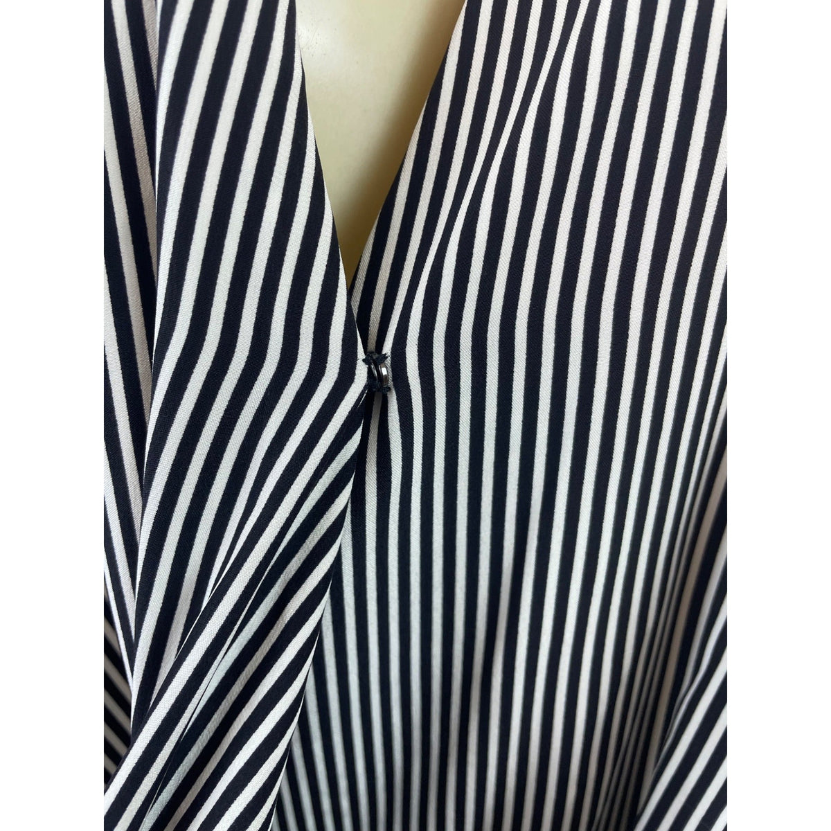 Rag & Bone Womens Black & White Striped Silk Sleeveless Wrap Blouse Sz XL - New