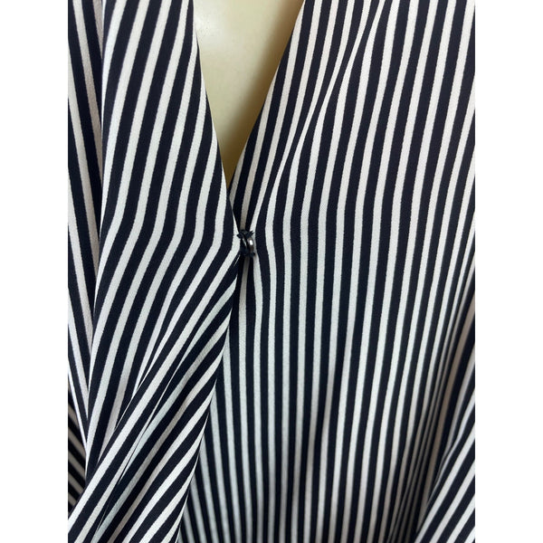Rag & Bone Womens Black & White Striped Silk Sleeveless Wrap Blouse Sz XL - New