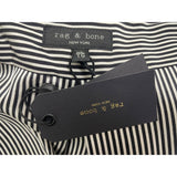 Rag & Bone Womens Black & White Striped Silk Sleeveless Wrap Blouse Sz XL - New