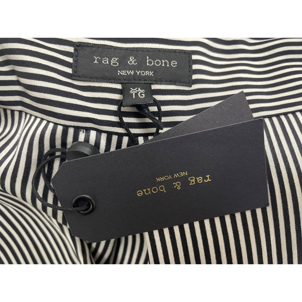 Rag & Bone Womens Black & White Striped Silk Sleeveless Wrap Blouse Sz XL - New