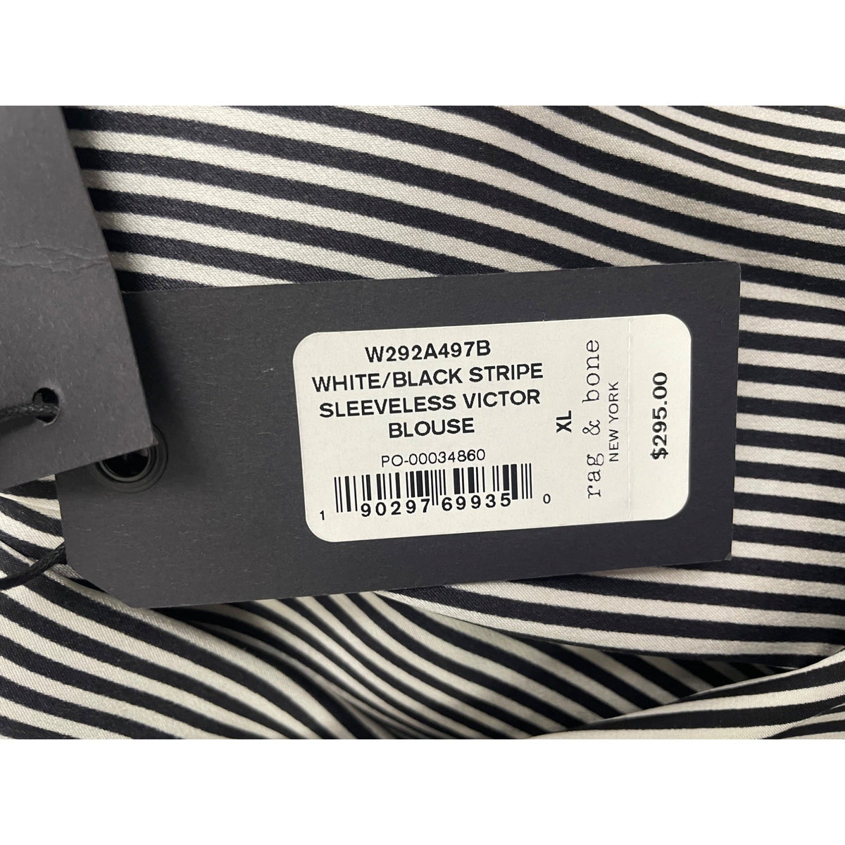 Rag & Bone Womens Black & White Striped Silk Sleeveless Wrap Blouse Sz XL - New