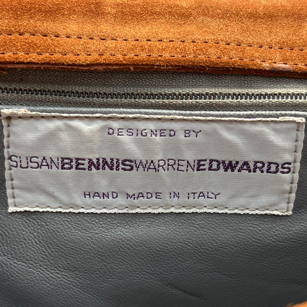 Vintage Susan Bennis Warren Edwards Brown Suede Crossbody Bag Sz M