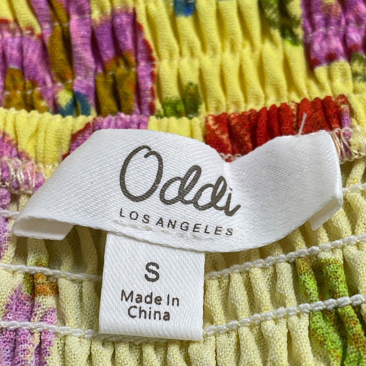 Oddi Womens Yellow Floral Polyester Spandex Square-Neck Dress Long Sleeve Size S