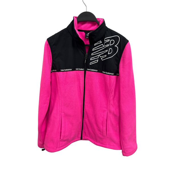 New Balance Womens Pink & Black Fleece Full-Zip Jacket L
