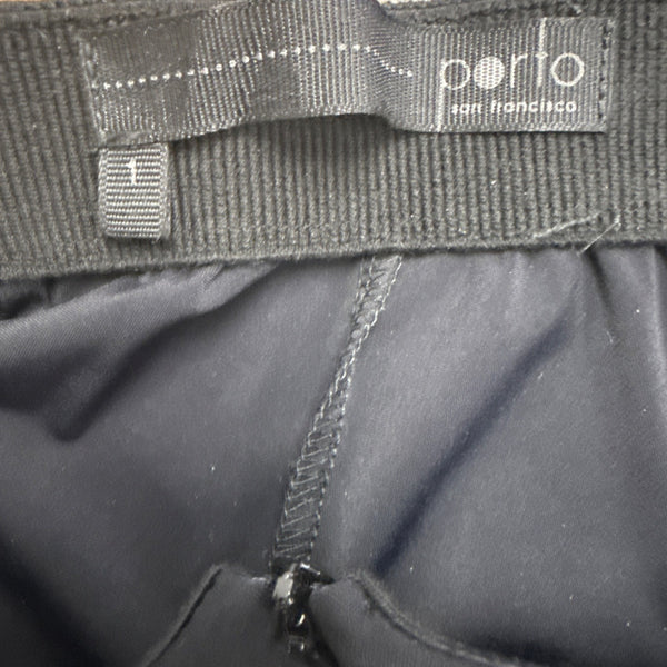 Porto Women’s Black Straight-Leg Pants Side Slits Zip Closure Size 1