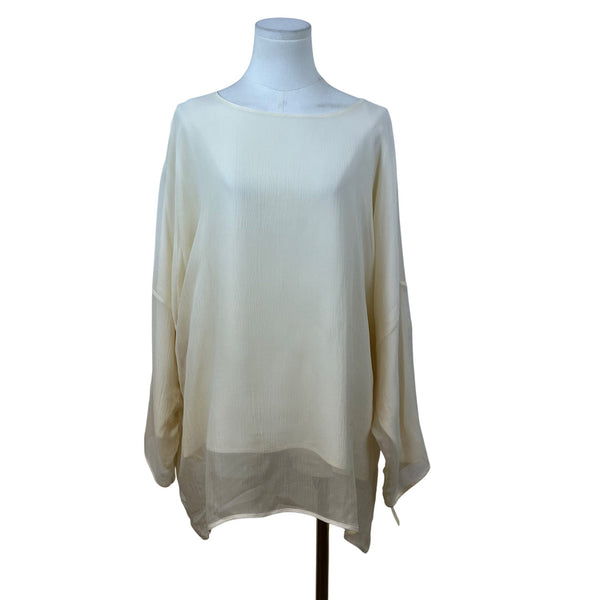 Eskandar Women's Ivory Silk Blend Oversized Long Sleeve Blouse Size 1 - New