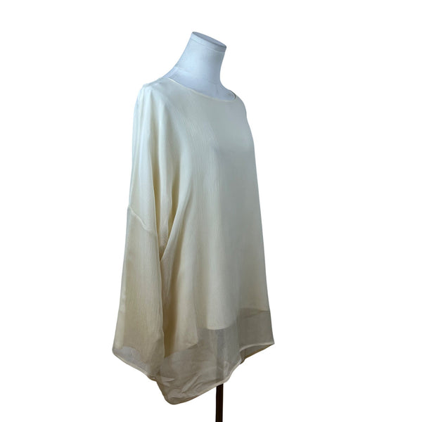 Eskandar Women's Ivory Silk Blend Oversized Long Sleeve Blouse Size 1 - New