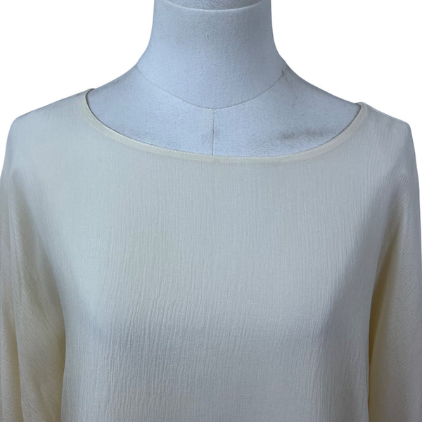 Eskandar Women's Ivory Silk Blend Oversized Long Sleeve Blouse Size 1 - New