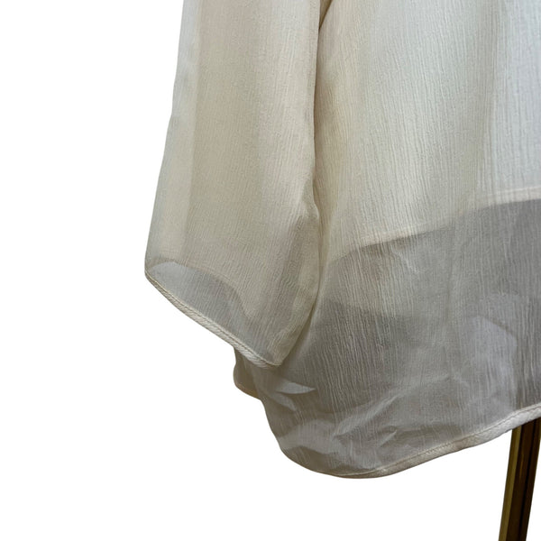 Eskandar Women's Ivory Silk Blend Oversized Long Sleeve Blouse Size 1 - New