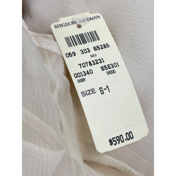 Eskandar Women's Ivory Silk Blend Oversized Long Sleeve Blouse Size 1 - New