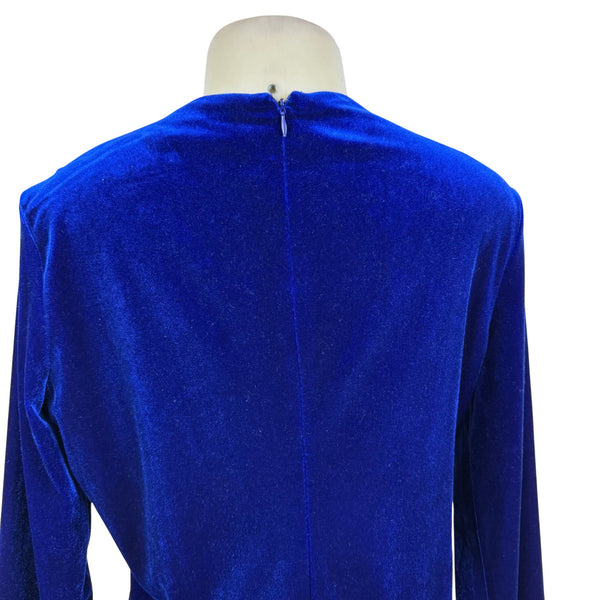Calvin Klein Women’s Blue Velvet Long Sleeve Ruched Mini Dress Sz 12