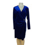 Calvin Klein Women’s Blue Velvet Long Sleeve Ruched Mini Dress Sz 12