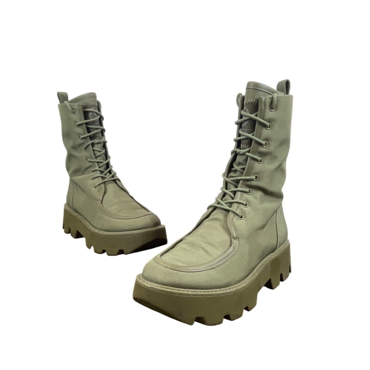 Franco Sarto Womens Lace-Up Side Zip L Margey 2 Combat Boots Olive Green Size 9M