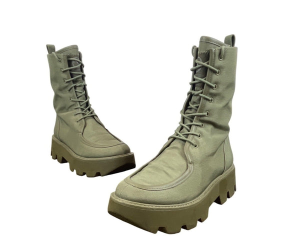 Franco Sarto Womens Lace-Up Side Zip L Margey 2 Combat Boots Olive Green Size 9M