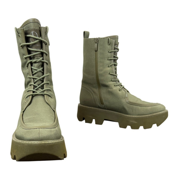 Franco Sarto Womens Lace-Up Side Zip L Margey 2 Combat Boots Olive Green Size 9M