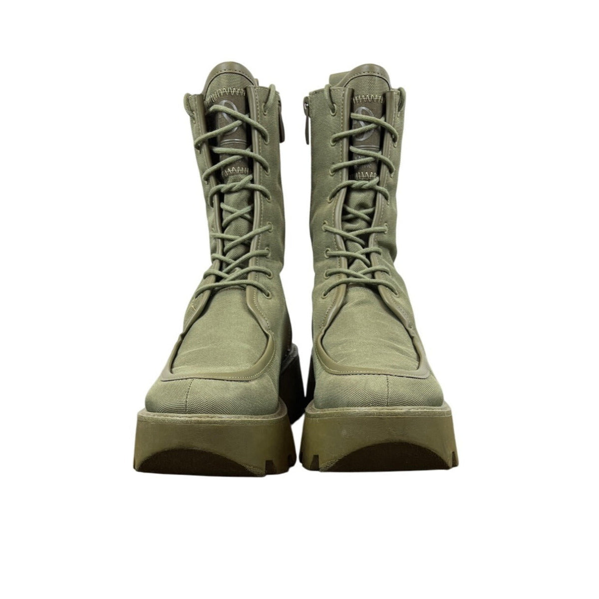 Franco Sarto Womens Lace-Up Side Zip L Margey 2 Combat Boots Olive Green Size 9M