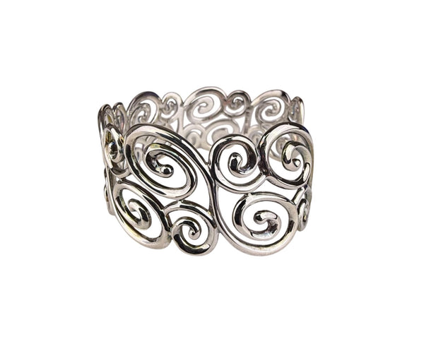 Sterling Silver Womens Cuff Bracelet Swirl Openwork Design China 925 Mark