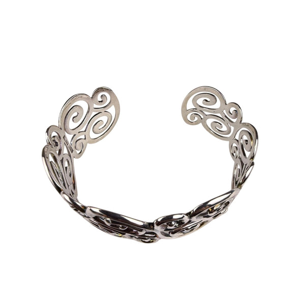 Sterling Silver Womens Cuff Bracelet Swirl Openwork Design China 925 Mark