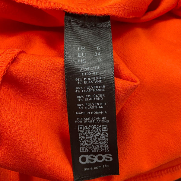 Asos Womens Orange Short Sleeve Midi Dress Size US 2