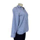 Tommy Hilfiger Blue & White Striped Star Print Womens Long Sleeve Shirt Sz PS