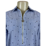 Tommy Hilfiger Blue & White Striped Star Print Womens Long Sleeve Shirt Sz PS