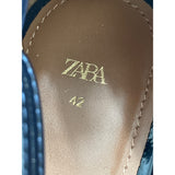 Zara Womens Navy Patent Heels With Ankle Strap Size 42 Elegant & Sophisticated Pumps