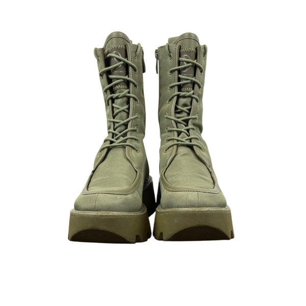 Franco Sarto Womens Lace-Up Side Zip L Margey 2 Combat Boots Olive Green Size 9M
