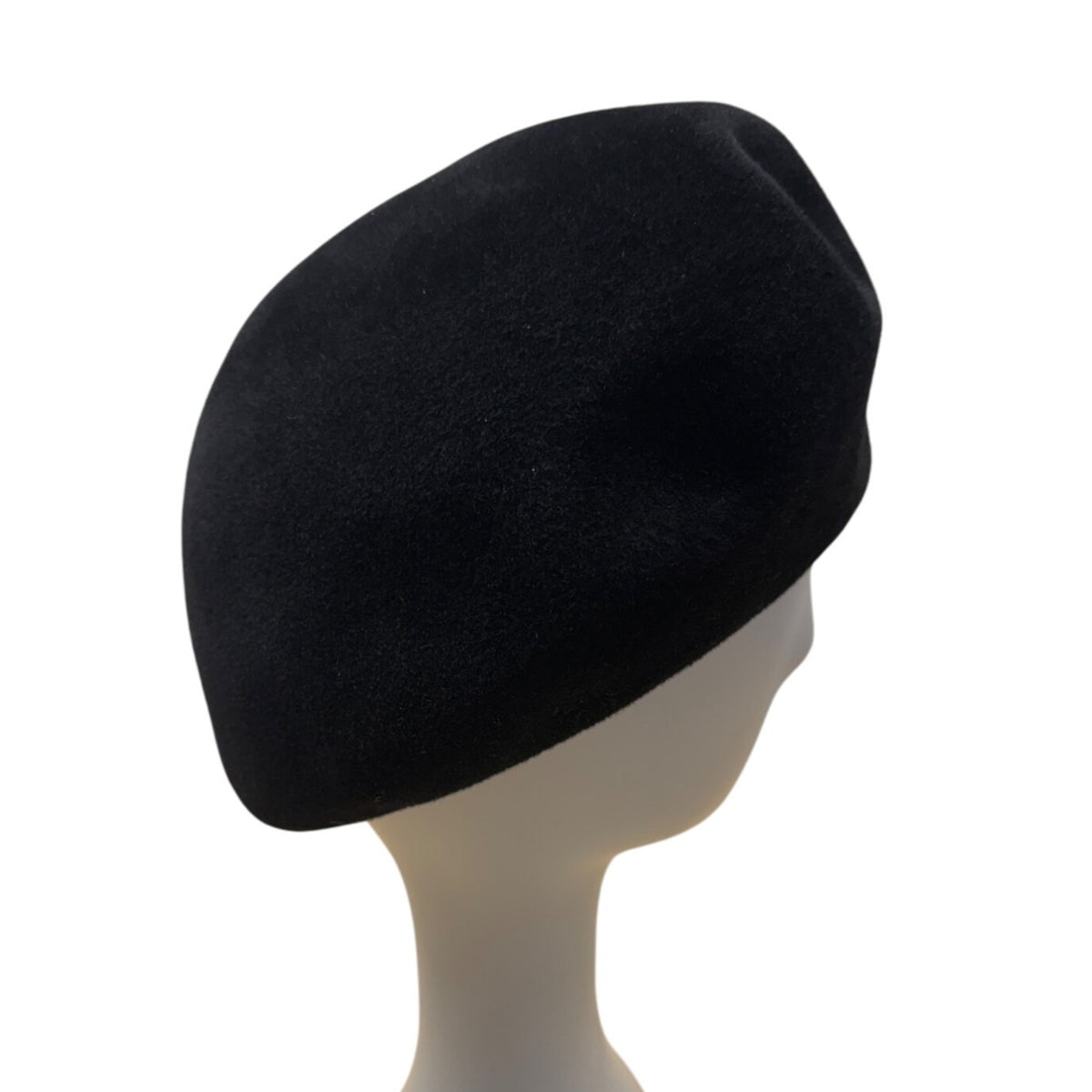Black Bellini Originals Wool Beret Hat With Pom Pom Accent & Pink Lining