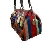Handcrafted Multicolored Leather Patchwork With Dual Handles Crossbody Bag