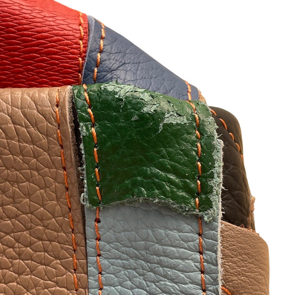 Handcrafted Multicolored Leather Patchwork With Dual Handles Crossbody Bag