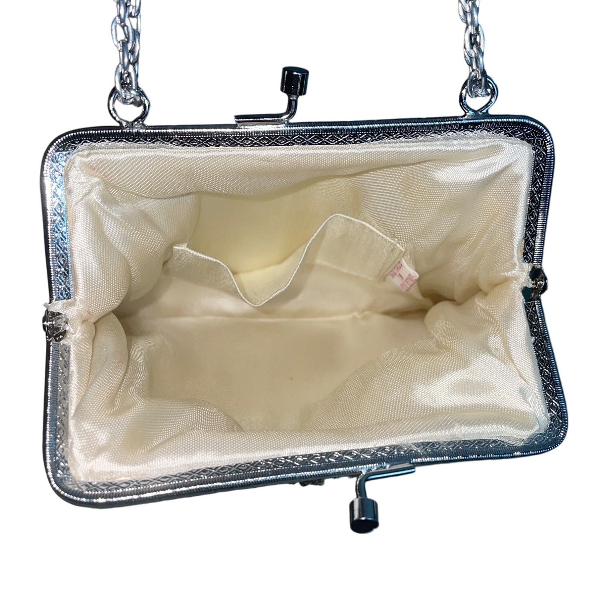 Unbranded Women's Silver Beads Sequins Kiss Lock Evening Hand Clutch Sz S