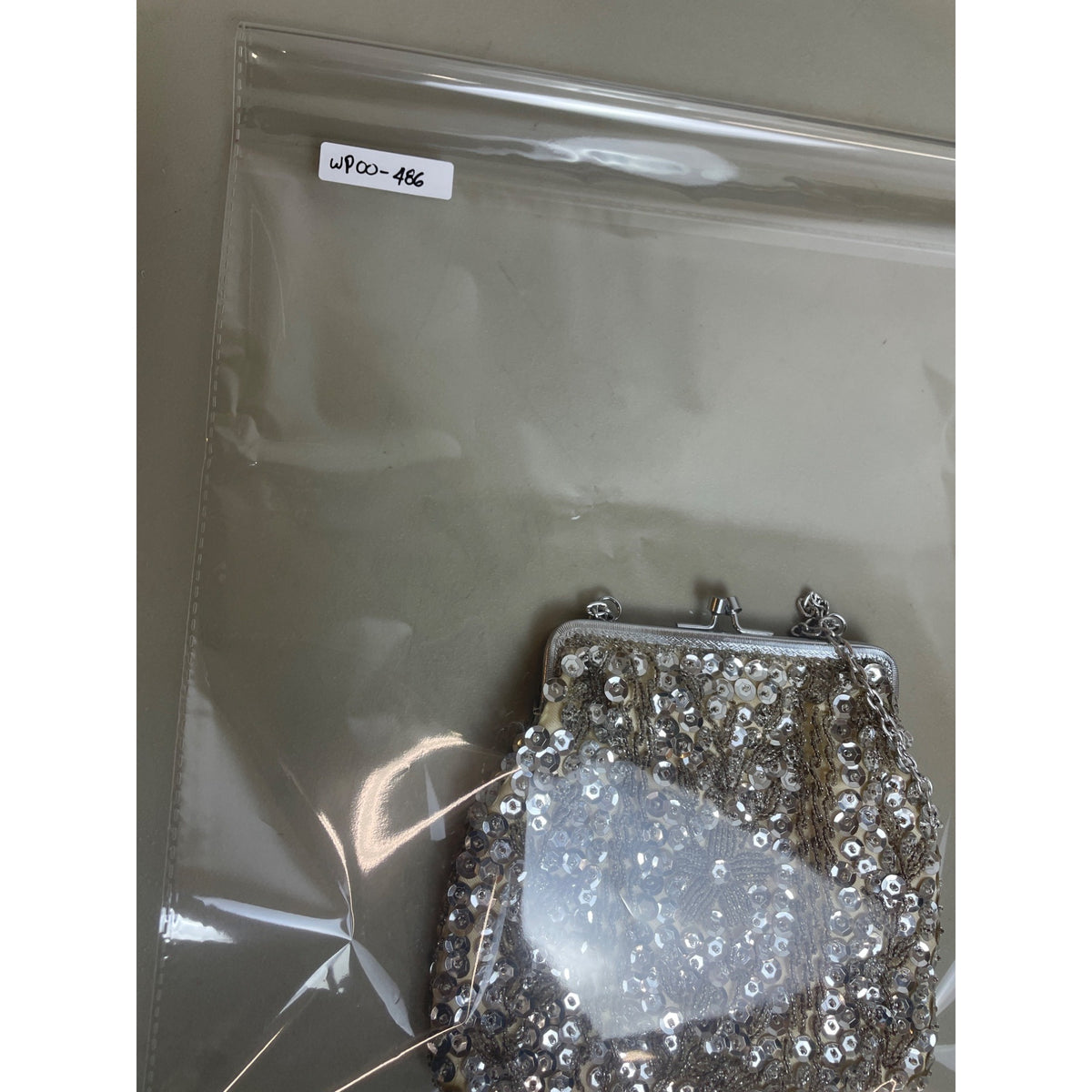 Unbranded Women's Silver Beads Sequins Kiss Lock Evening Hand Clutch Sz S