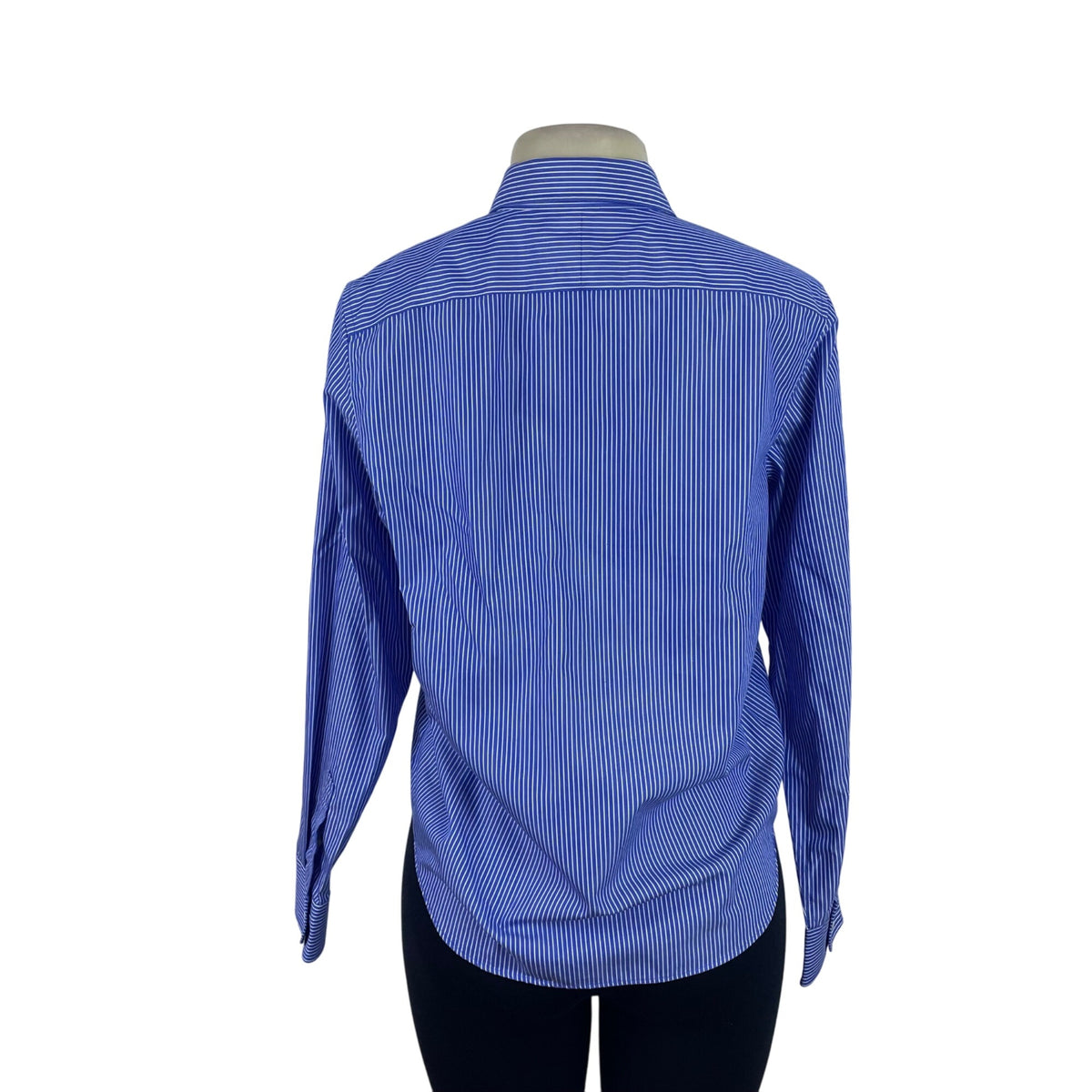 Ralph Lauren Womens Blue Striped Cotton Button-Down Collared Shirt Adjustable Cuffs M