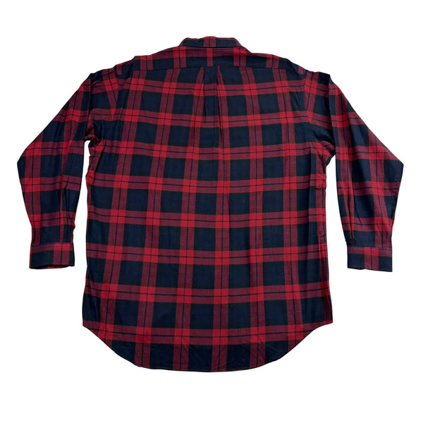Ralph Lauren Mens Red/Black Cotton Plaid Button-Down Shirt Size L