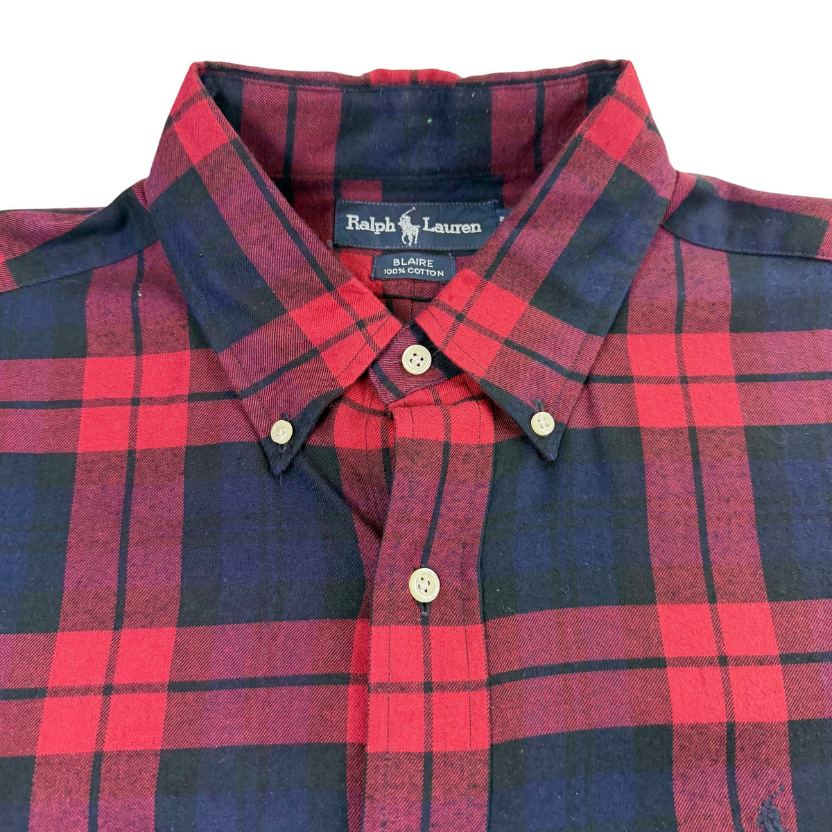 Ralph Lauren Mens Red/Black Cotton Plaid Button-Down Shirt Size L
