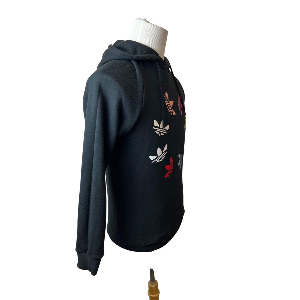 Adidas Unisex Trefoil Multicolor Logo Hoodie Sweatshirt Black Cotton Blend Sz S