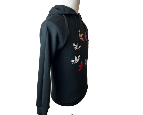 Adidas Unisex Trefoil Multicolor Logo Hoodie Sweatshirt Black Cotton Blend Sz S