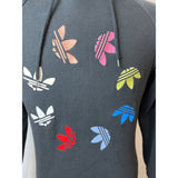Adidas Unisex Trefoil Multicolor Logo Hoodie Sweatshirt Black Cotton Blend Sz S