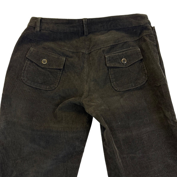 D&G Women’s Brown Cotton Corduroy Flared Pants Button Pockets Italy